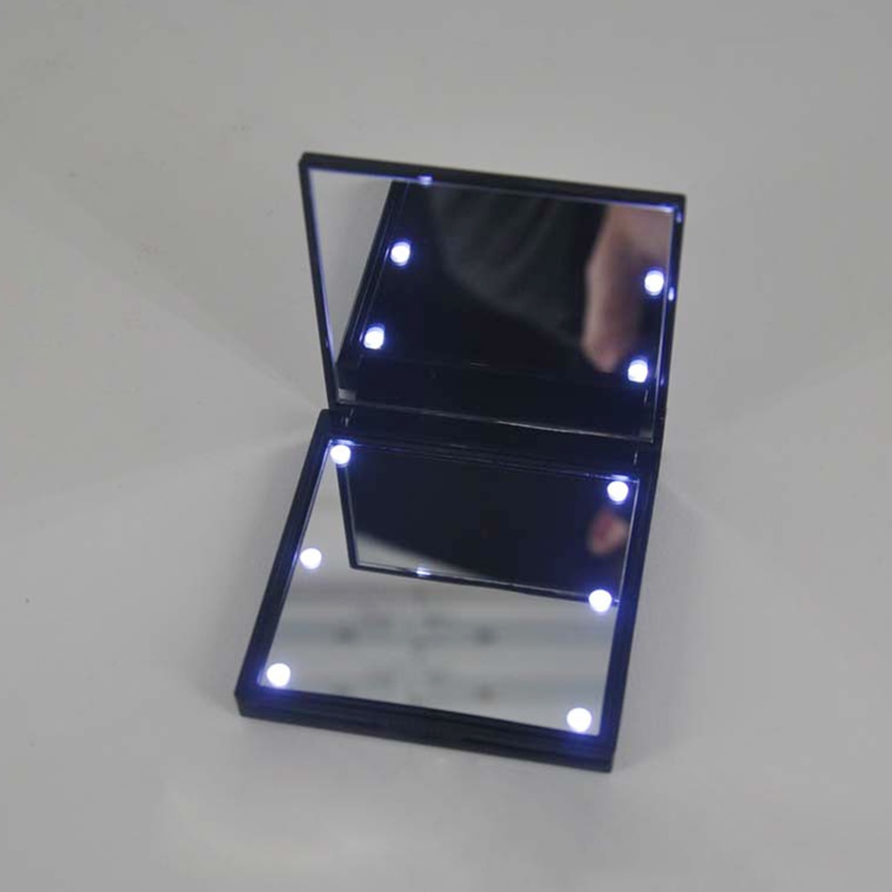 Mini LED Makeup Mirror Portable Foldable 180 Degree Rotating Makeup Cosmetic Mirror with LED Light Mini Folding Makeup Mirror