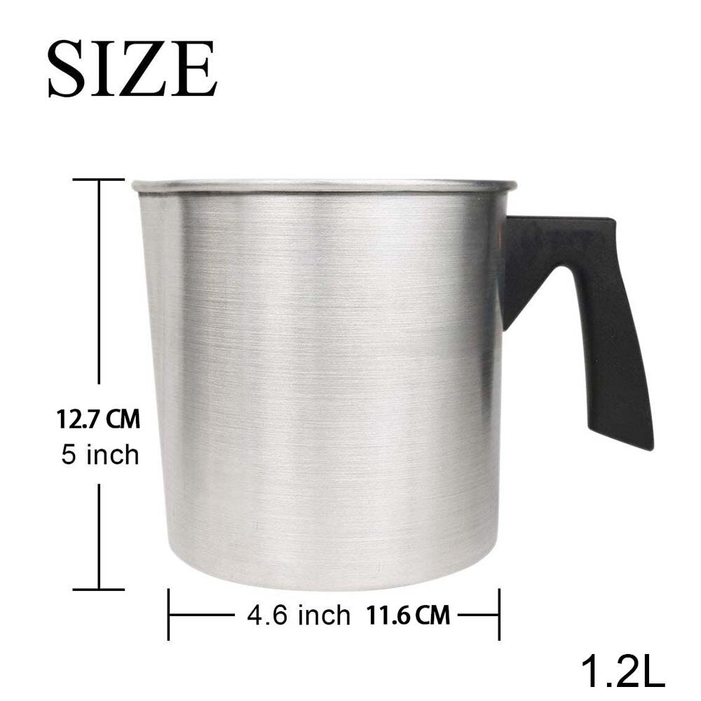 Olla de fusión de cera de acero inoxidable, jarra de fusión de jabón para velas DIY, espuma de leche con mango largo, puede ahorrar trabajo y evitar salpicaduras: 1.2L
