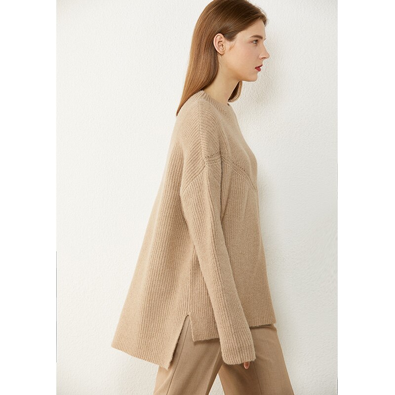 Amii minimalisme herfst winter casual truien voor vrouwen effen oneck losse damestrui dames pullover tops 12040477: Hkaki / Ik