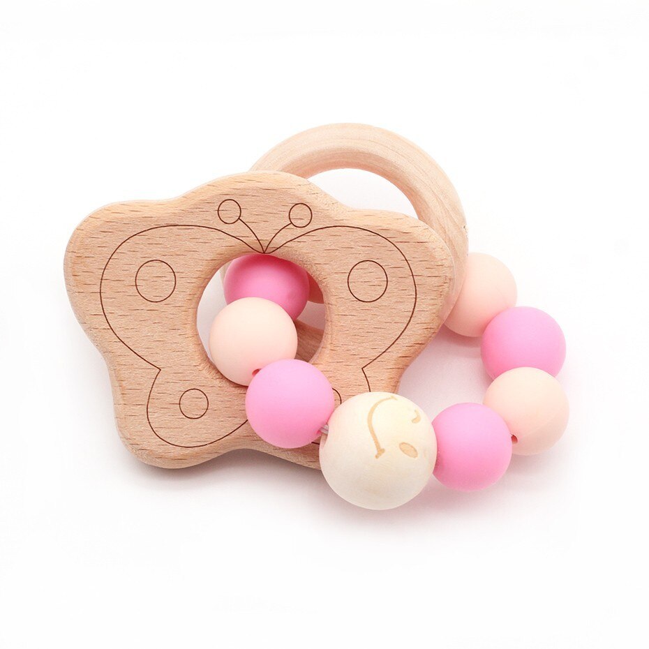 bambino di Cura Braccialetto di Legno Massaggiagengive Perline in silicone Dentizione Braccialetti di Cura di Legno di Legno Sconcerta Passeggino Giocattoli Del bambino Teether Giocattoli Regalo