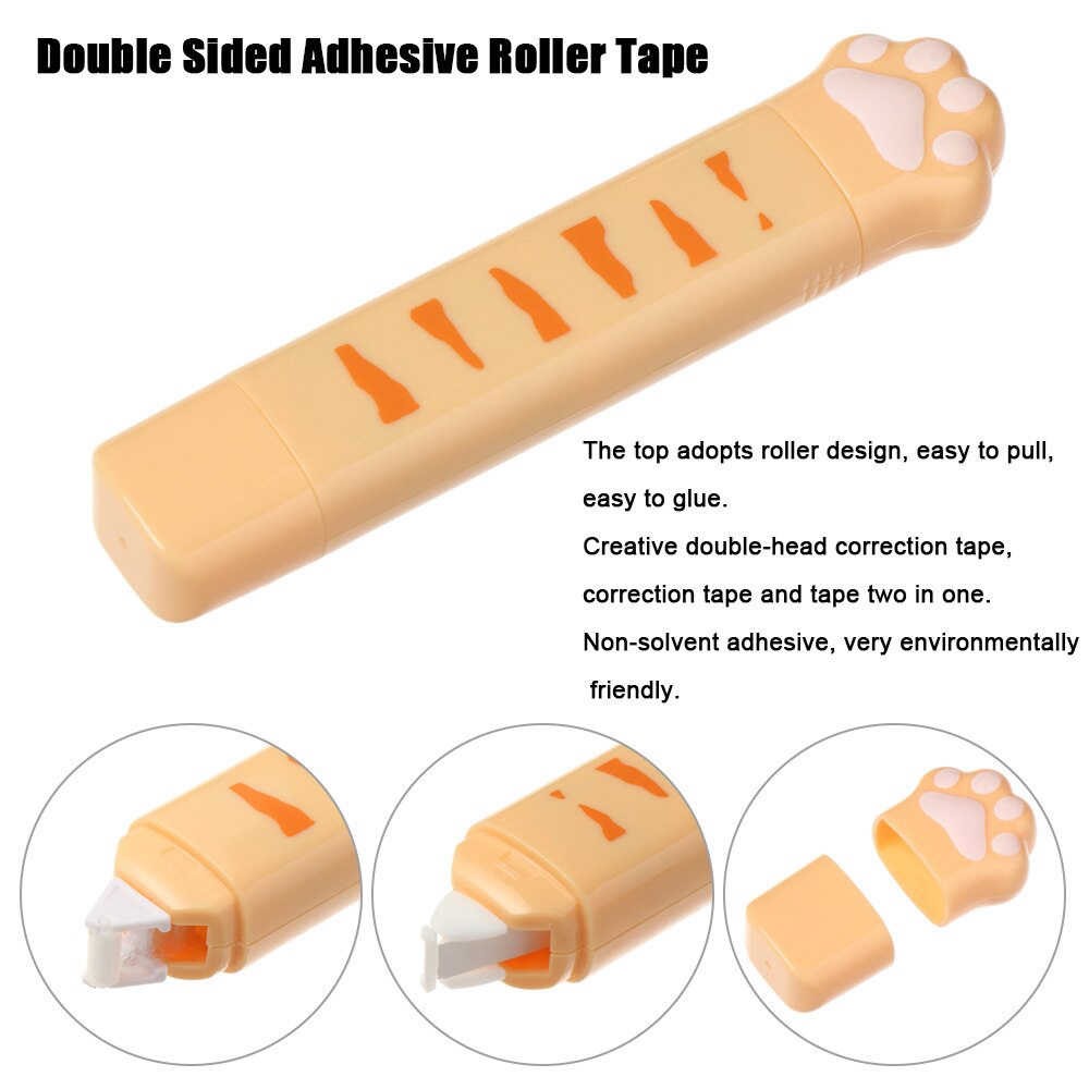 Rodillo de palo de puntos rellenable 2 en 1, cinta de corrección de doble cara, dispensador de cinta adhesiva de pegamento, papelería, decoración de álbumes de recortes, 1 ud.