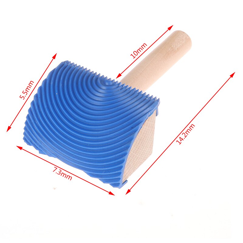 Blue Wood Grain Tool Wood Handle Rubber Paint Roller DIY Pattern Wall Painting