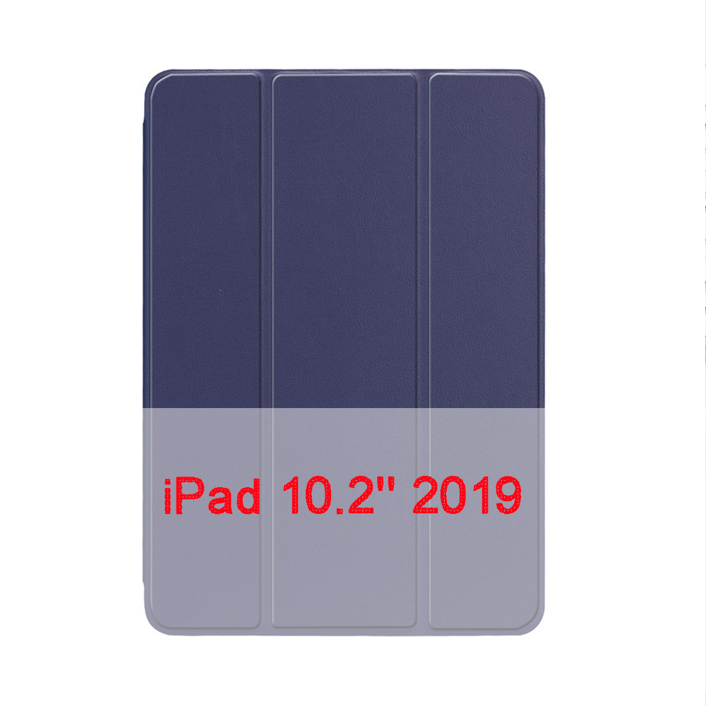 QIJUN Case For Apple iPad 10.2 iPad 7 7th Generation A2200 A2198 A2232 A2197 Funda PC Back Leather Smart Cover Auto Sleep: Navy Blue