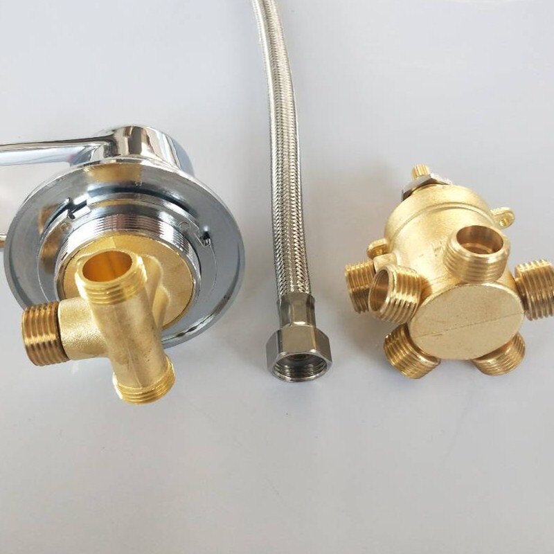 MTTUZK badrandcombinaties 2/3/4/5 Manieren water outlet messing douche tap schroef of intubatie split douchecabine douche mengkranen