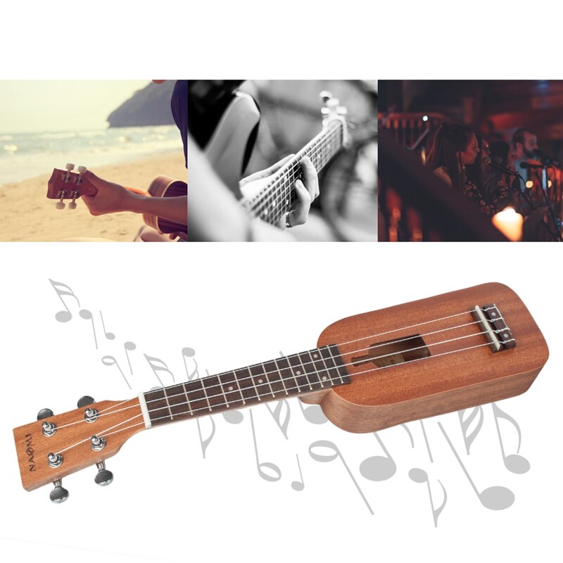 Naomi Sopraan Ukulele Ukelele Hawaii Gitaar Mahonie 12 Frets 21 Inch Ukulele Fles Soort Ukulele 4 Snarige Gitaar