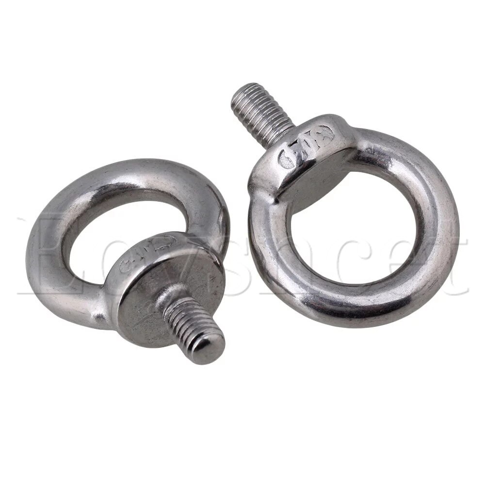 2PCS Stainless Steel M6 European style Metric Threaded Ring Shape Screws Bolt