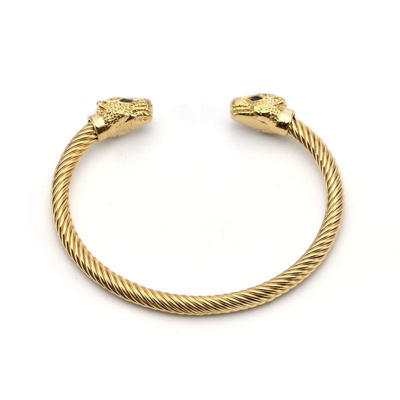 Leopard Head Stainless Steel Open Men Women Cuff Bangles Trendy Mesh Surface Chain Link Bracelets Pulsera