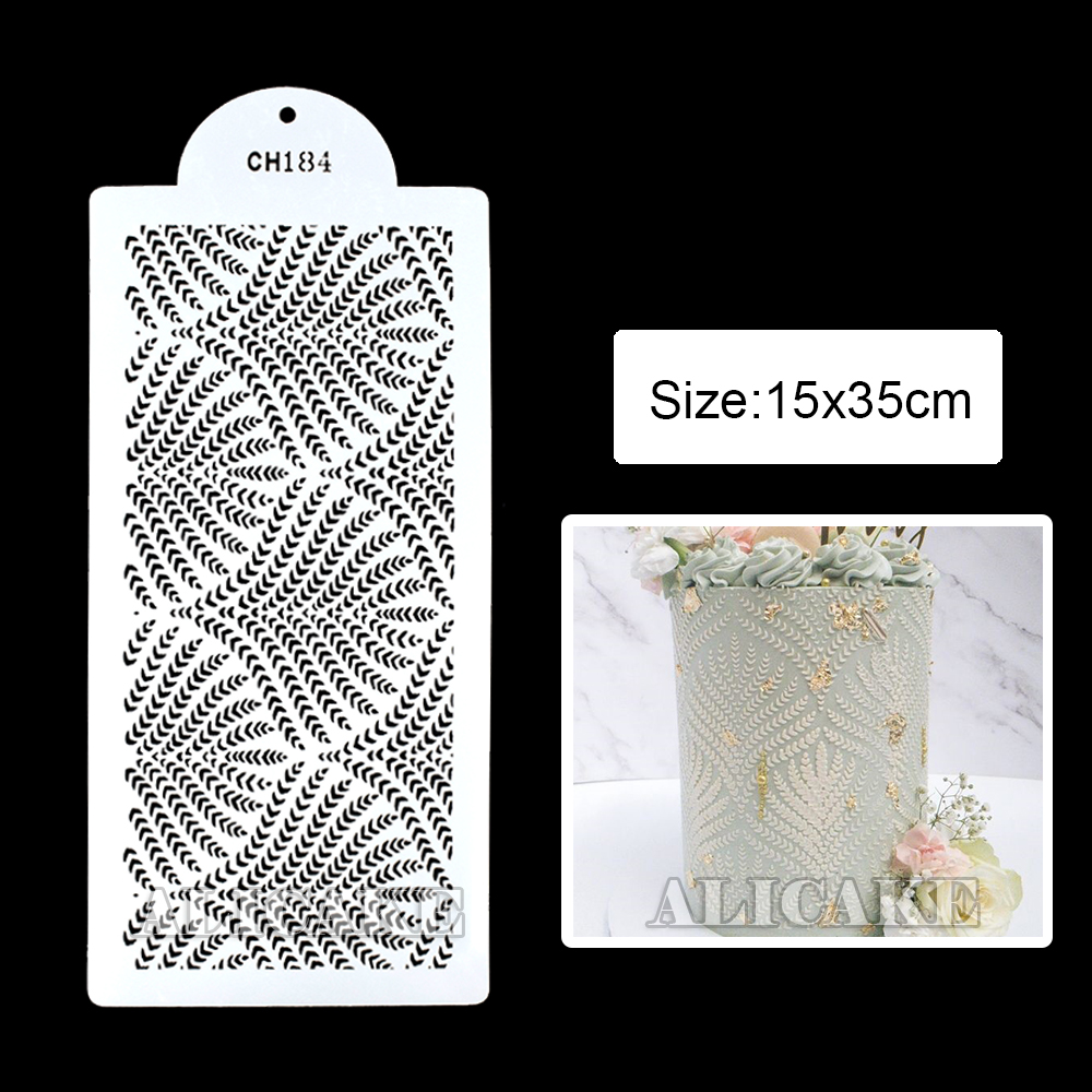 Pochoir de gâteau branche de saule, pour Fondant, biscuit, plante, outils de décoration de gâteaux, cuisson, fête de mariage, modèles en PET de alimentaire: Black