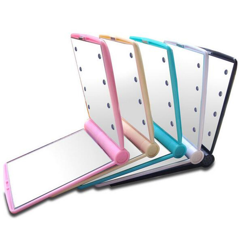 Lamper dame foldbare makeup spejle 1 stk 8 led lys dame kosmetik håndfoldbart bærbart kompakt lommespejl