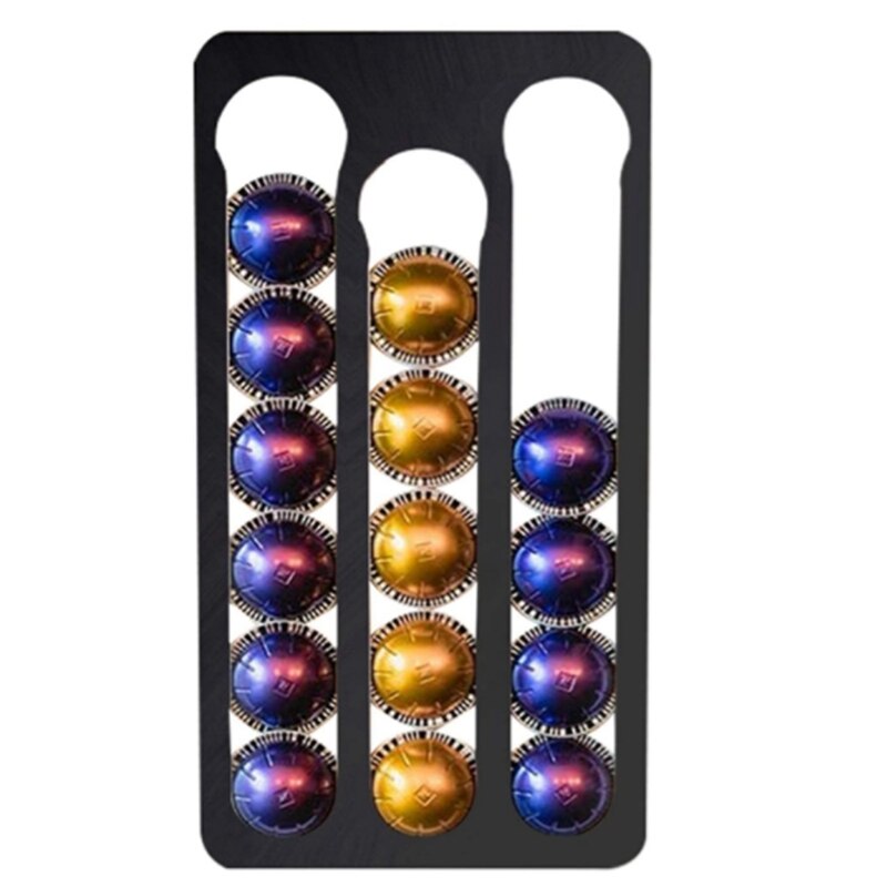 Soporte de cápsulas de café Nespresso Vertuo, estante de almacenamiento montado en pared para cápsulas de café, capacidad: 17: Negro