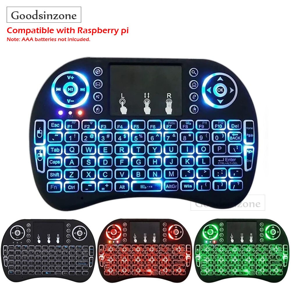Raspberry Pi 4 LED Backlit Mini 2.4G Wireless Keyboard, Air Mouse For Raspberry Pi 4 Model B / 3 Model B /3B/4B