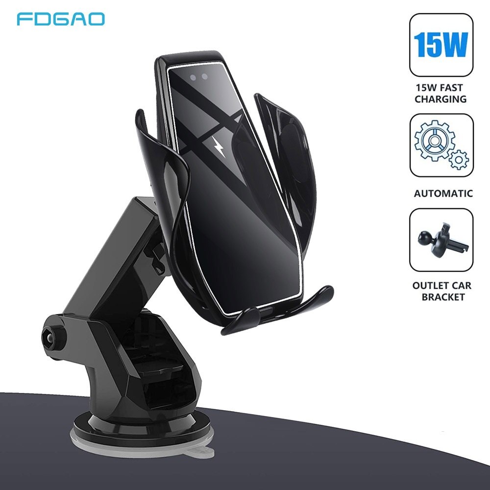 15W Qi Wireless Car Charger Automatische Spannen Snel Opladen Air Vent Mount Houder Voor Iphone 12 11 Xs Xr X 8 Samsung S20 S10 S9