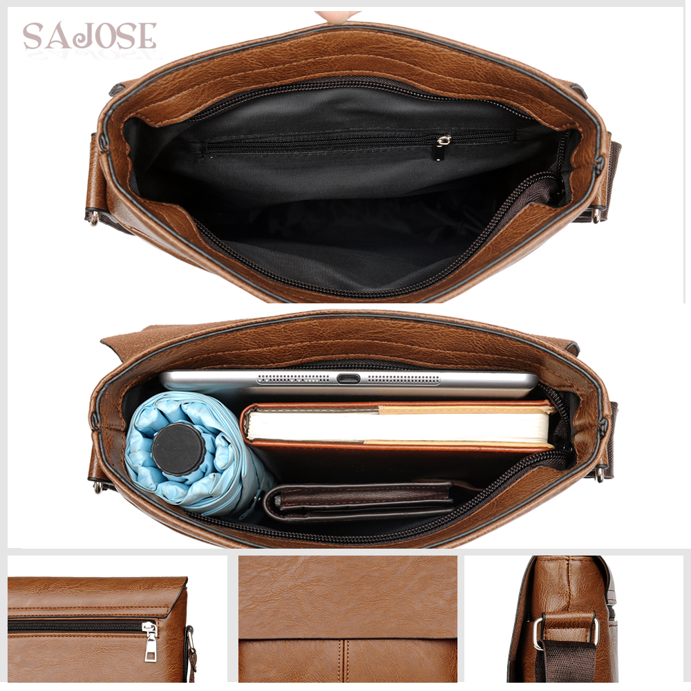 Bolso cruzado para hombre, bandolera de cuero, Casual, de negocios, para hombre, bolsos de mensajero Vintage, Bolso Negro de ,