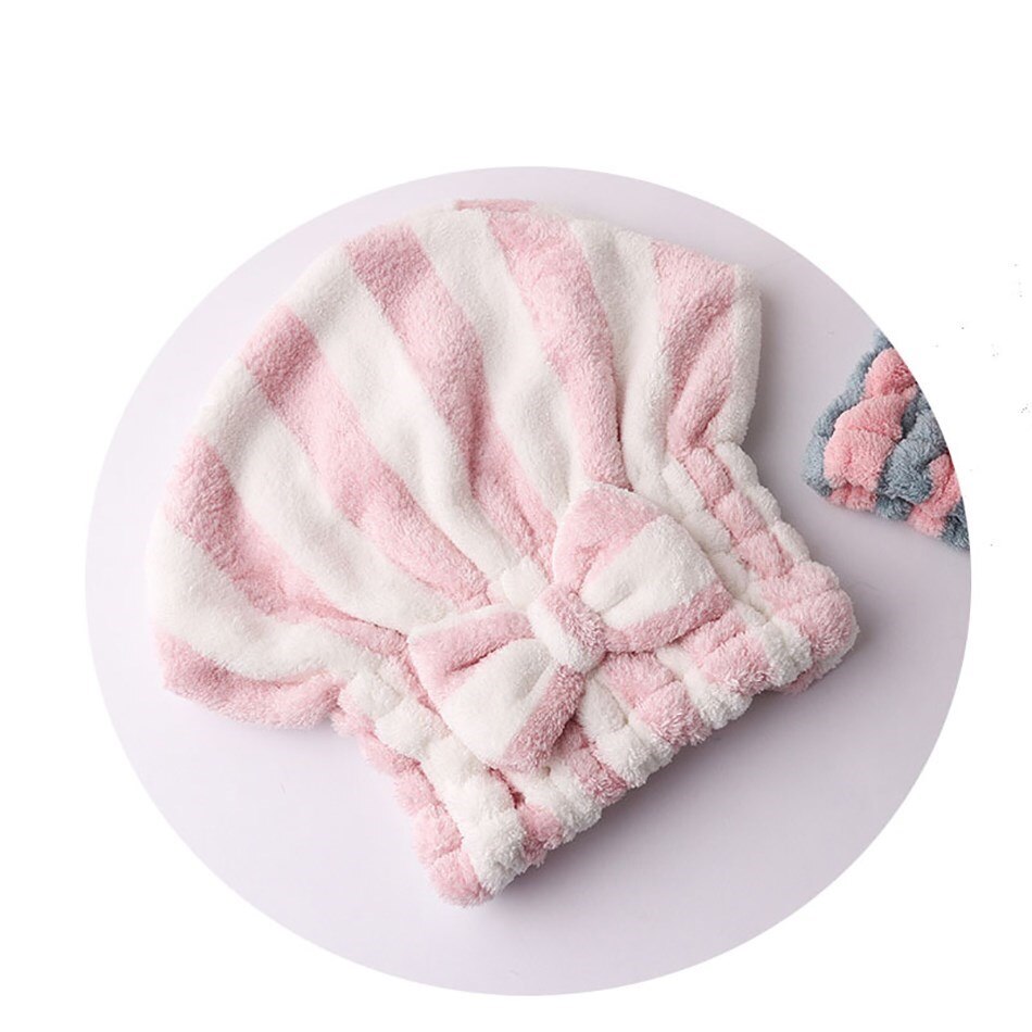 Mikrofaser Haar Handtuch wickeln für Frauen Streifen Saugfähig Schnell Trockenen Haar Turban für Trocknen Lockiges Lange, Dicke Haare Hütte Gewickelt handtuch: B