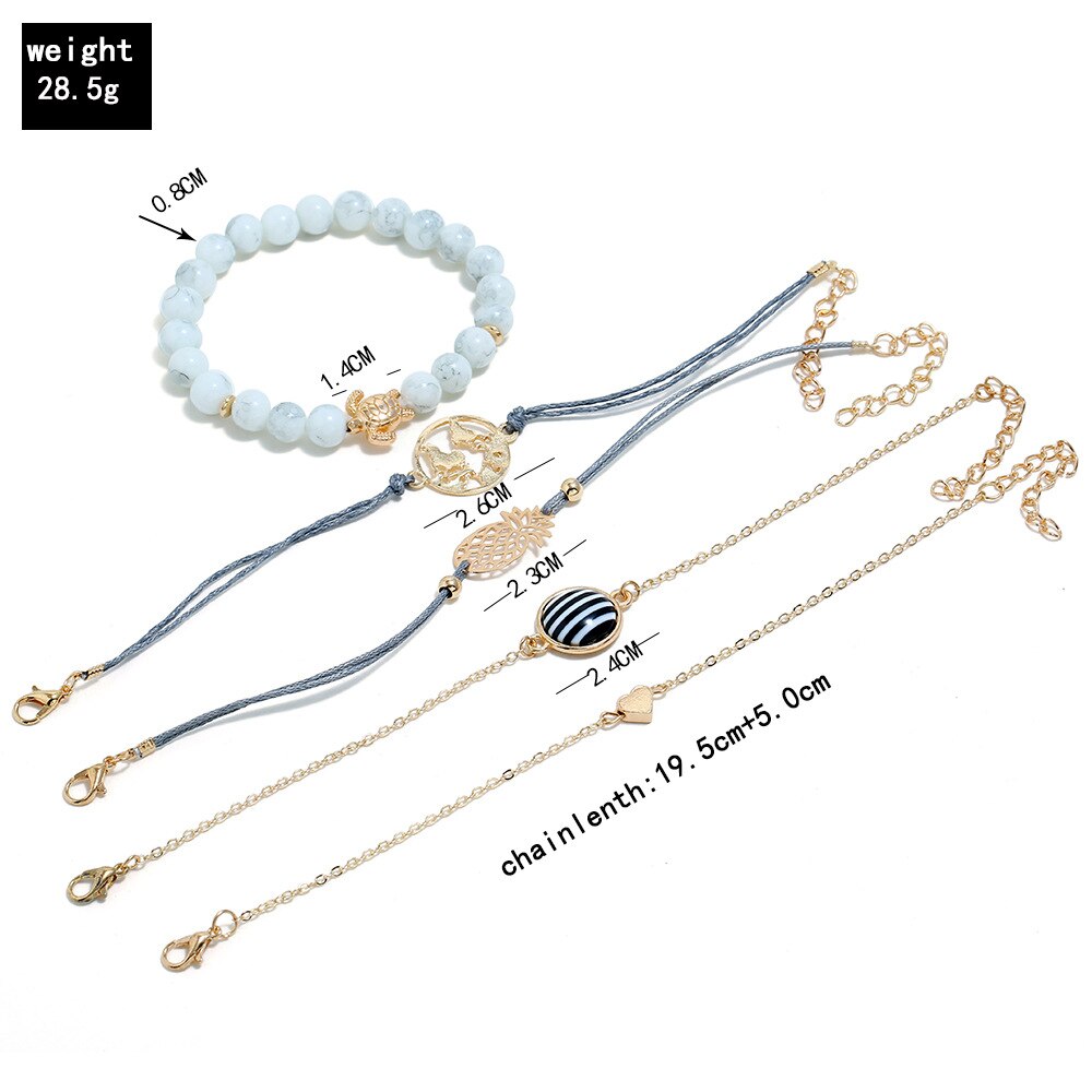 Boho Rose Kaart Armbanden & Armbanden Voor Vrouwen Bohemian Ronde Kralen Charm Armband Set Multilayer Accessoires Bijoux