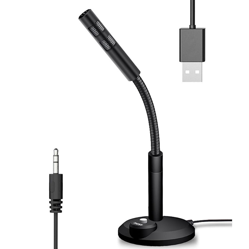 3.5mm Studio Microphone With Stand Holder USB Desktop Microphone Speech Microphone For PC Mini Notebook Computer