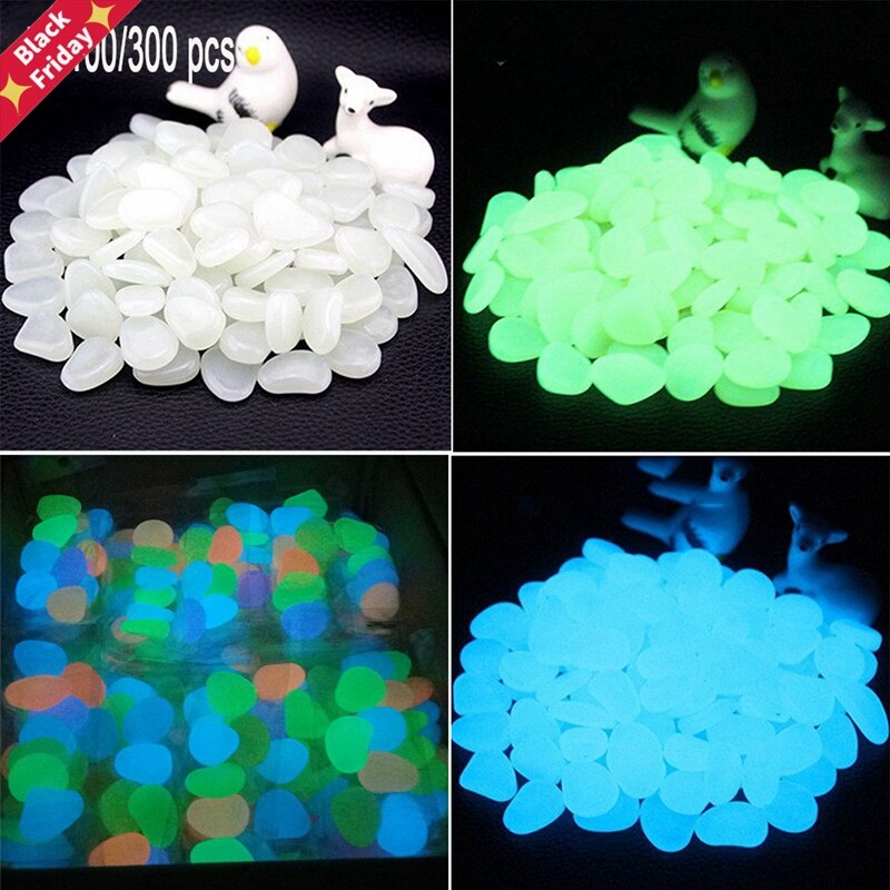 50/100/300pcs Glow in the Dark Garden Pebbles for Walkways Garden Decoration Glow Pebbles Plants Aquarium Luminous Stones