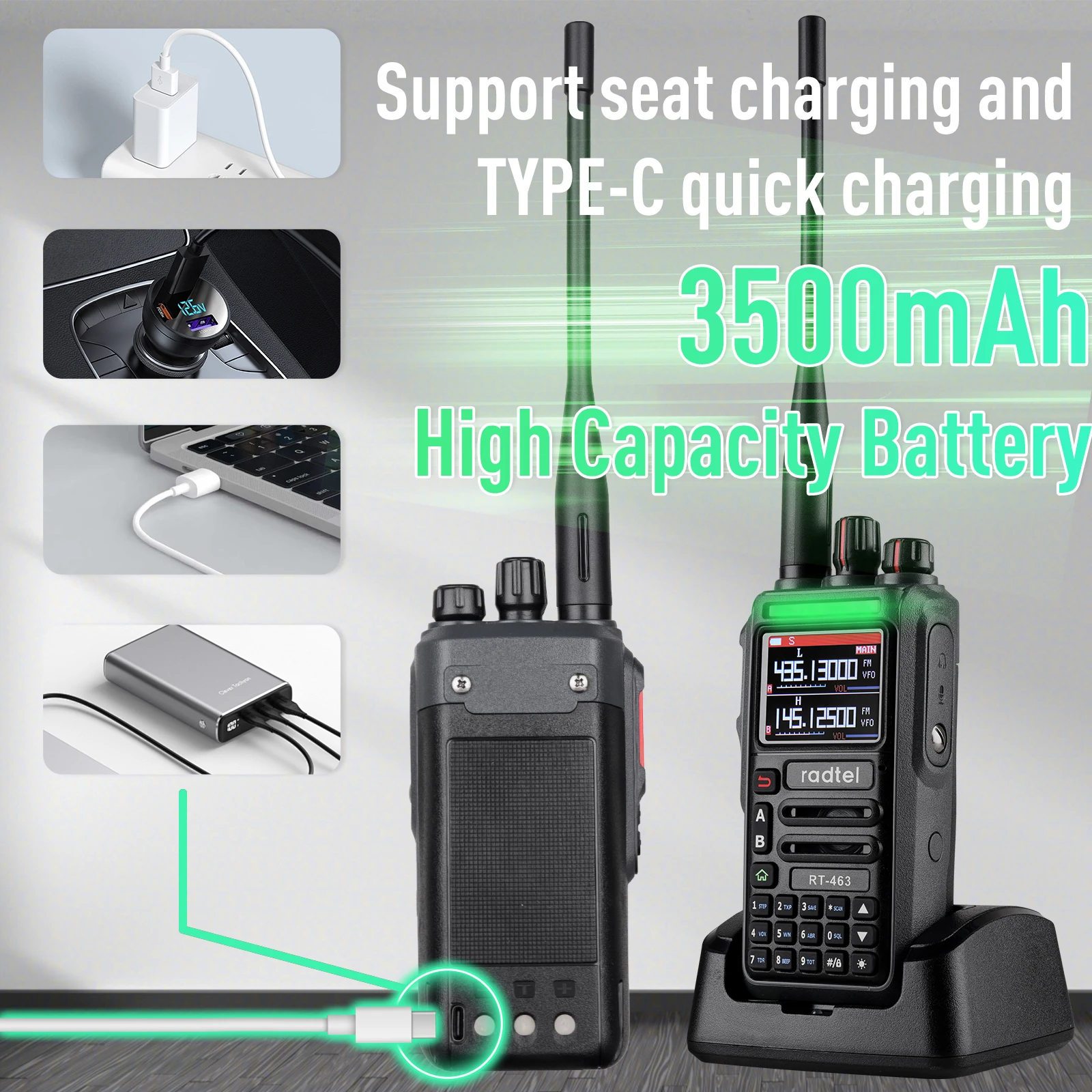 Radtel RT-463 8w Vollband-Amateurfunk 199CH Amateur Walkie Talkie AM Air Aviation Band Satcom NOAA Wetterkanal