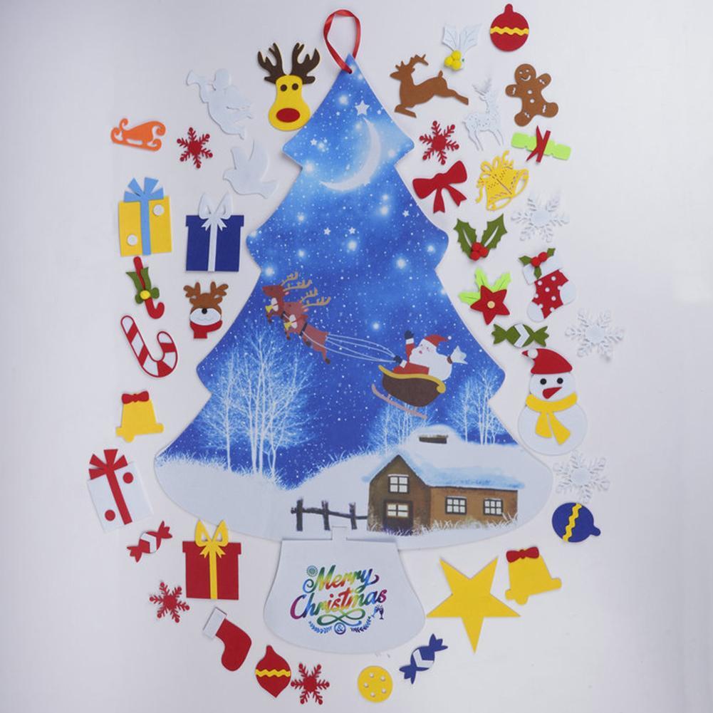 Kids DIY Felt Christmas Tree Christmas Decoration For Home Navidad Year Christmas Ornaments Santa Claus Xmas Tree