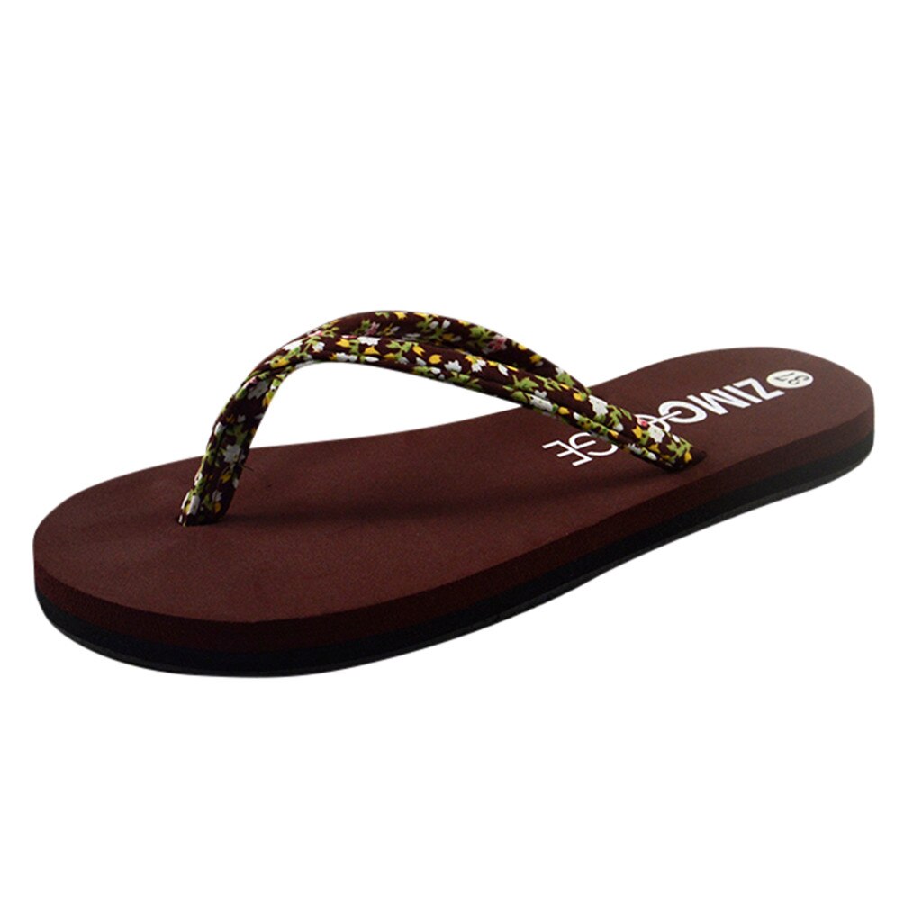 Vrouwen Zomer Mode Slaapkamer Slippers Bloemen Spons Cake Antislip Flip-Flops Sandalen Schoenen Pantuflas De Mujer # @ A30: Brown  / 38