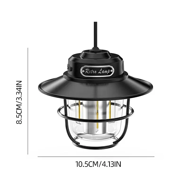 LED-kampeerlamp Retro hanglamp Draagbaar Traploos dimmen Campinglicht Waterdicht Oplaadbaar Buitenlicht Lantaarn