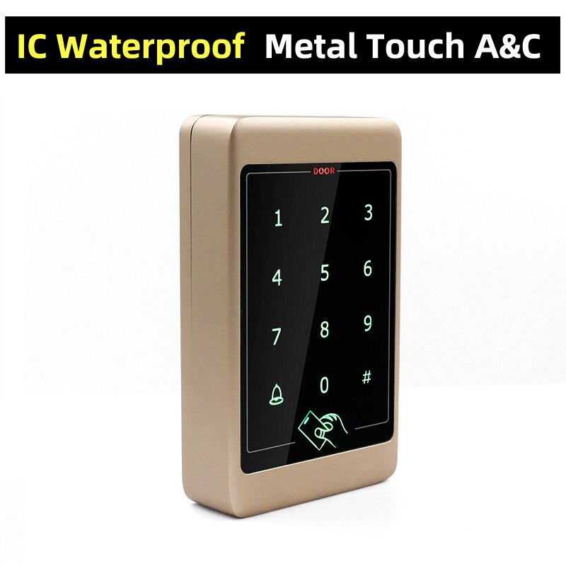Metal Touch Access Control System RFID Keypad Electric Door Lock Magnetic Controller ID 125khz IC 13.56mhz: Gold IC Waterproof