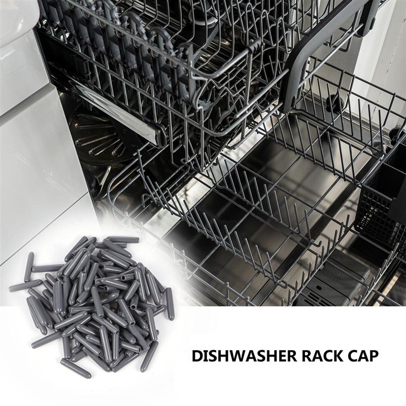 200PCS Dishwasher Rack Caps Tip Tine Cover Cap Flexible Round End Caps Dishwasher Tip Protective Cap Set (Grey)