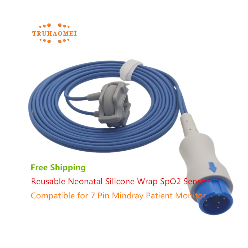 Compatible for Mindray 7 Pin Beneview T5 T8 iPM Reusable SPO2 Sensor Pulse Mindray Tech Oximeter Heart Rate Probe Neonates Adult: Red