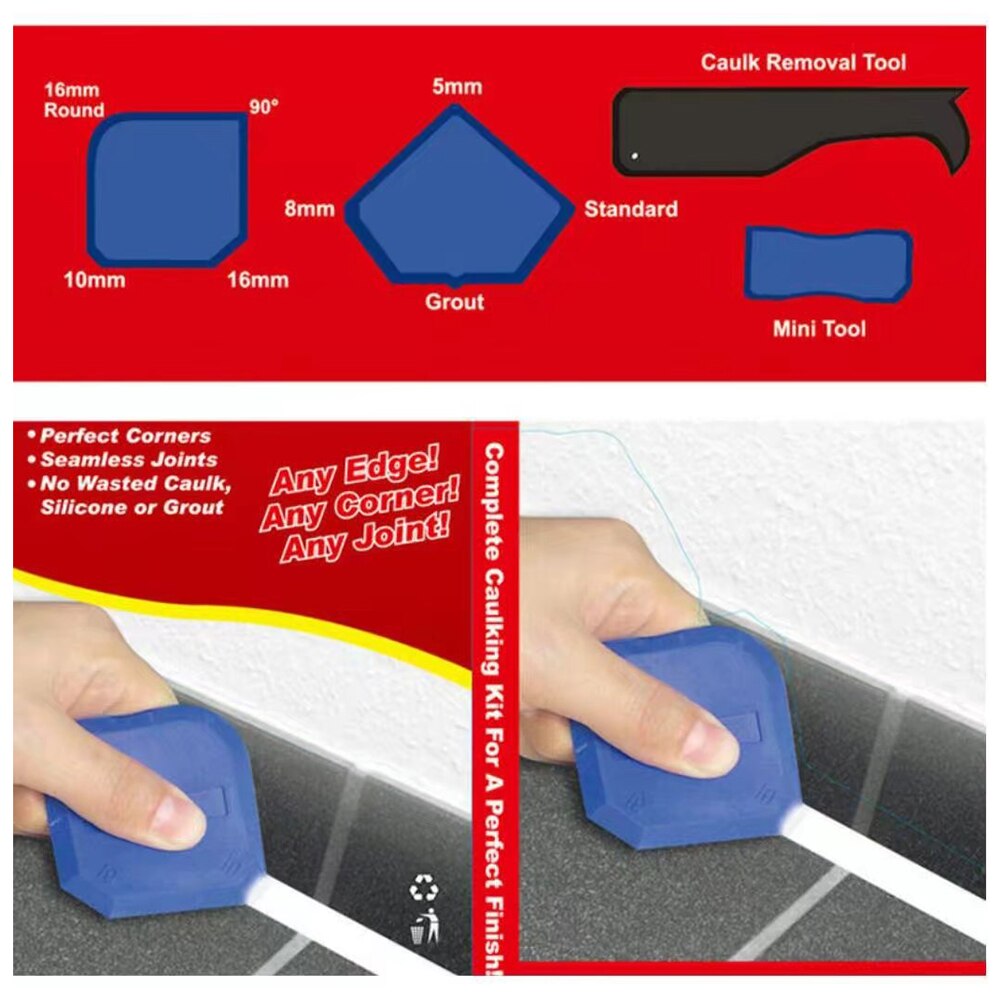 4Pcs/Set Caulking Tool Finishing Joint Sealant Silicone Grout Remover Scraper Window Finishing Sealant Grout Remover