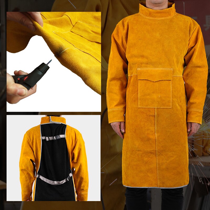 Cowhide Work Clothes Apron Welding Protective Clothing Heat and Fire Resistant Welders Safety Clothing Welding Apron
