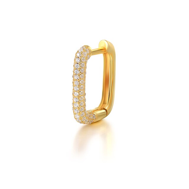 Aide Goud Kleur Zilver Kleur Diamant Goud Hoepel Oorbellen Voor Vrouwen Zirconia Jeweled Geometrische Rechthoek Earring 1 Stuk: 1