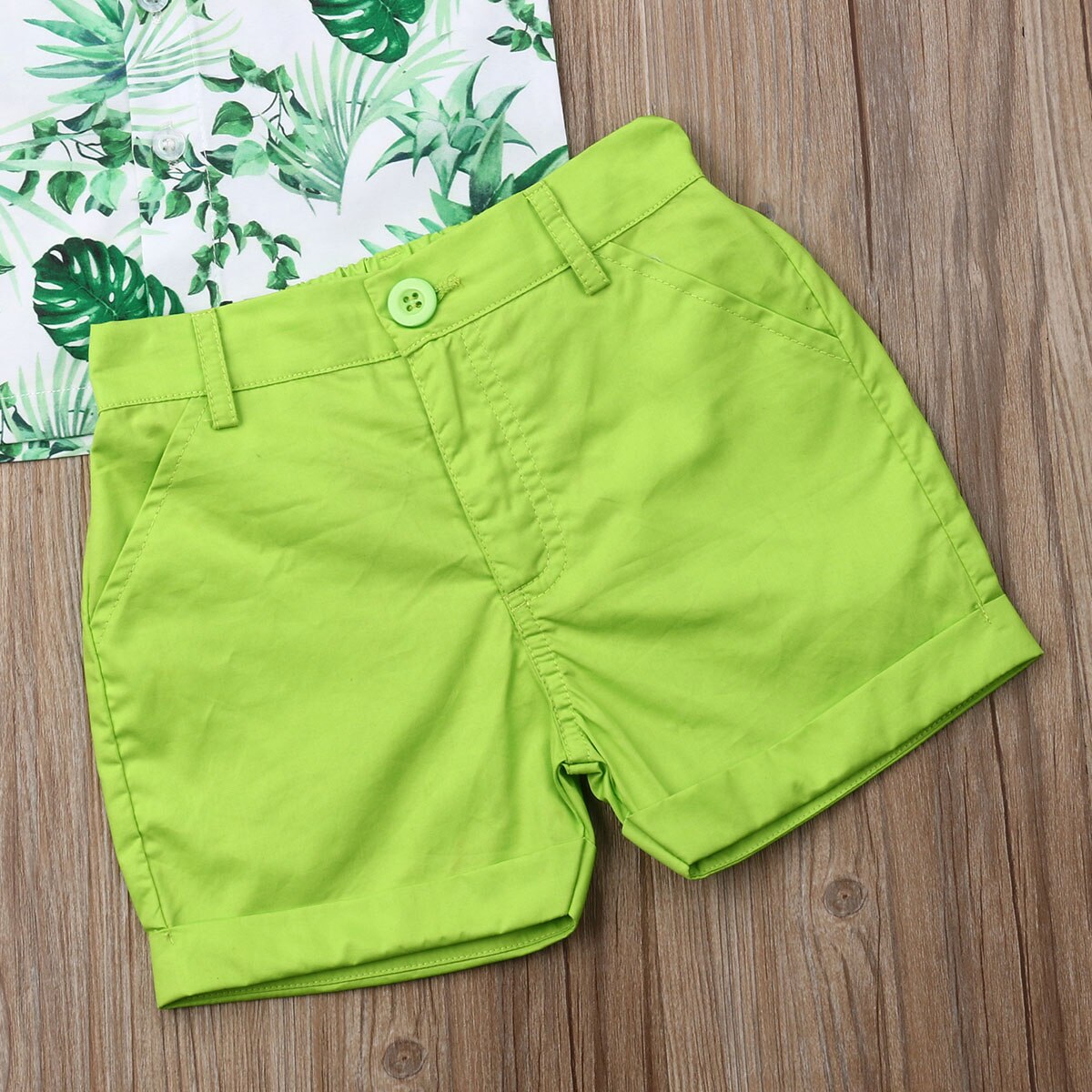 2 stycken småbarn barn pojke kläder set små pojkar ärmlösa tryckta löv linne+korta byxor sommar outfit set