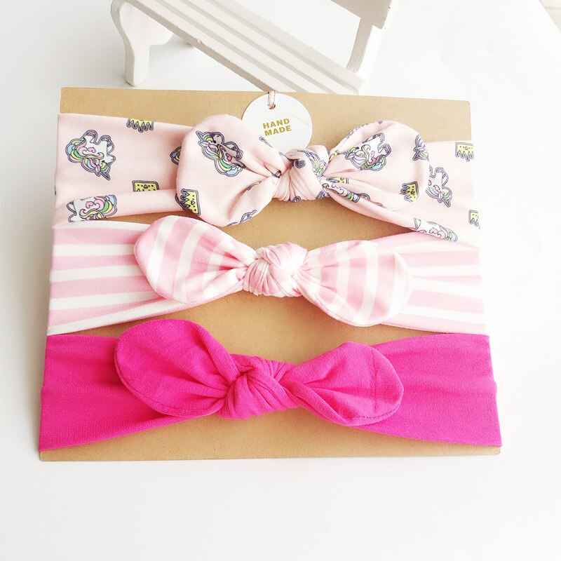3 Stks/set Baby Meisjes Tulband Hoofdband Haar Accessoires Katoen Konijn Oor Boog Elastische Haarband Baby Prinses Kerst Dag: 6