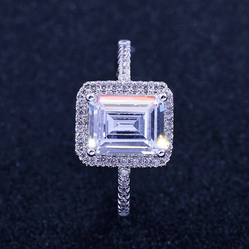 Huitan Traditional Wedding Finger Ring Luxury Solitaire Square CZ Stone Prong Setting Jewelry Ring Band Lots&Bulk: 8