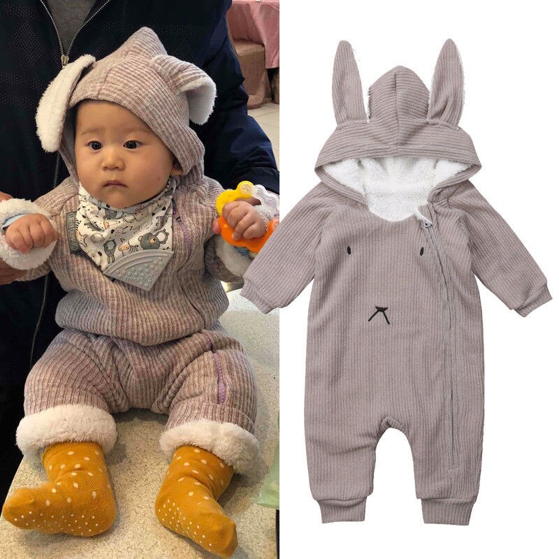 Canis Peuter Baby Jongens Meisjes Konijnenoren Hooded Romper Jumpsuit Outfits Set Voor Baby Kids 0-24M