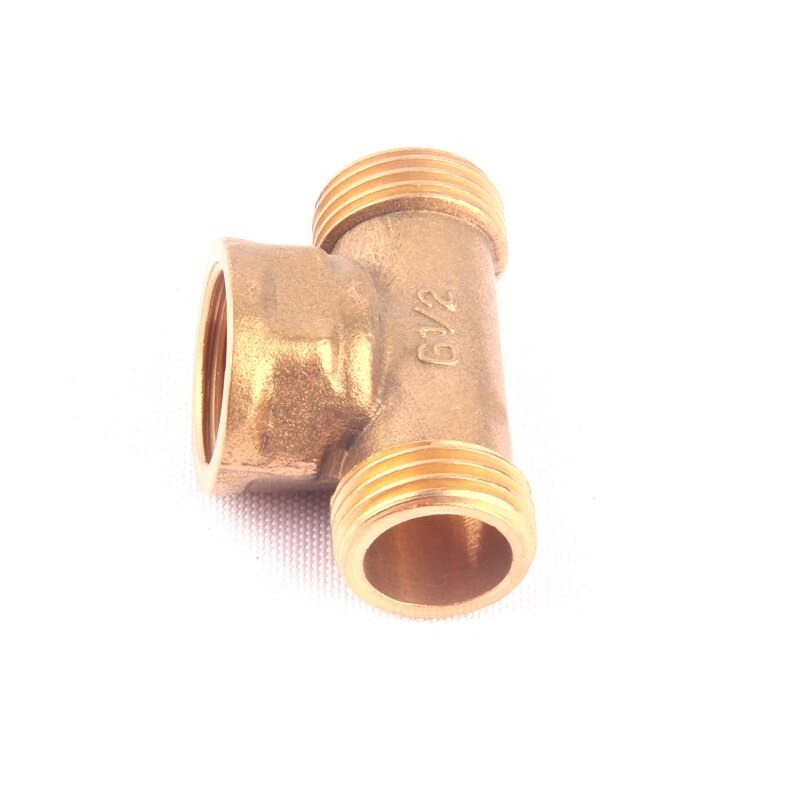 1pc 1/2 Inch Brass Tee Connector One Female Thread and Two Male Thread Copper 3 Way Connector: Default Title