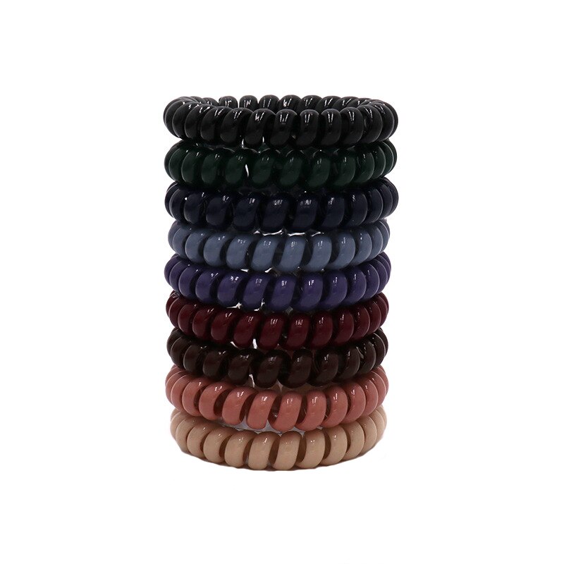 Big Grosso Plástico Elástico Cabelos para Mulheres, Multi Cores, Fio de Telefone, Bandas De Borracha, Stretchy Ponytail, Personalidade Presente, 9Pcs: PEACOCK BLUE