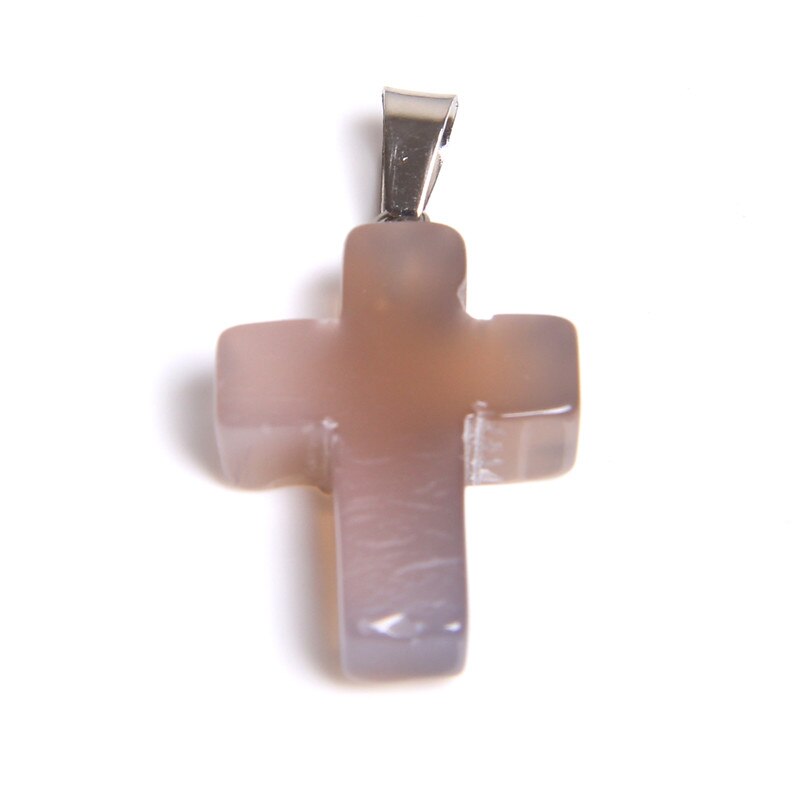 1pc cross natural stone pendants faith quartz crystal pendants jewelry handmade cross pendants jewelry bulk DIY: 4 Gray agate