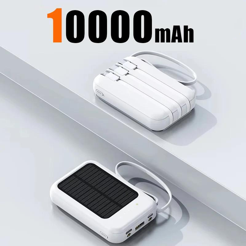Solar--powerbank 50000 mah, hohe kapazität, ccc-zertifiziert, integrierte kabel, solarladegerät, 2 usb-anschlüsse, externes ladegerät, powerbank-LED, 2026 neue: Gold