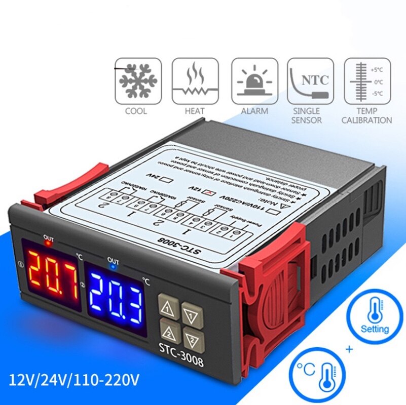Dual Digital Temperatur Regler Relais Ausgang 12V 24V 110V 220V Temperaturregler Thermostat Heizung Kühler Dual-sonde