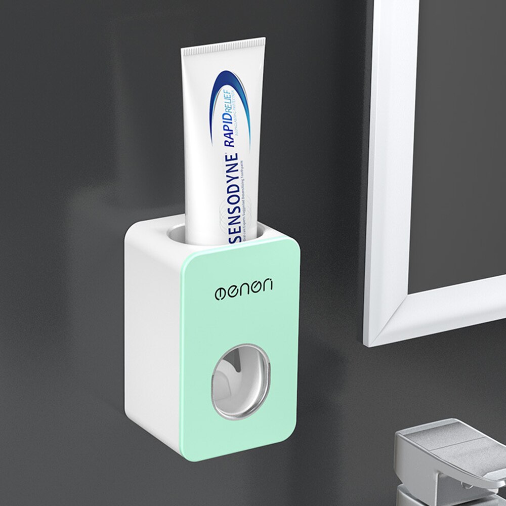 Toothpaste Dispenser Wall Mounted Automatic Toothpaste Squeezer Dust-Proof Toothbrush Toothpaste Holder For Bathroom Accessories: Green / Single