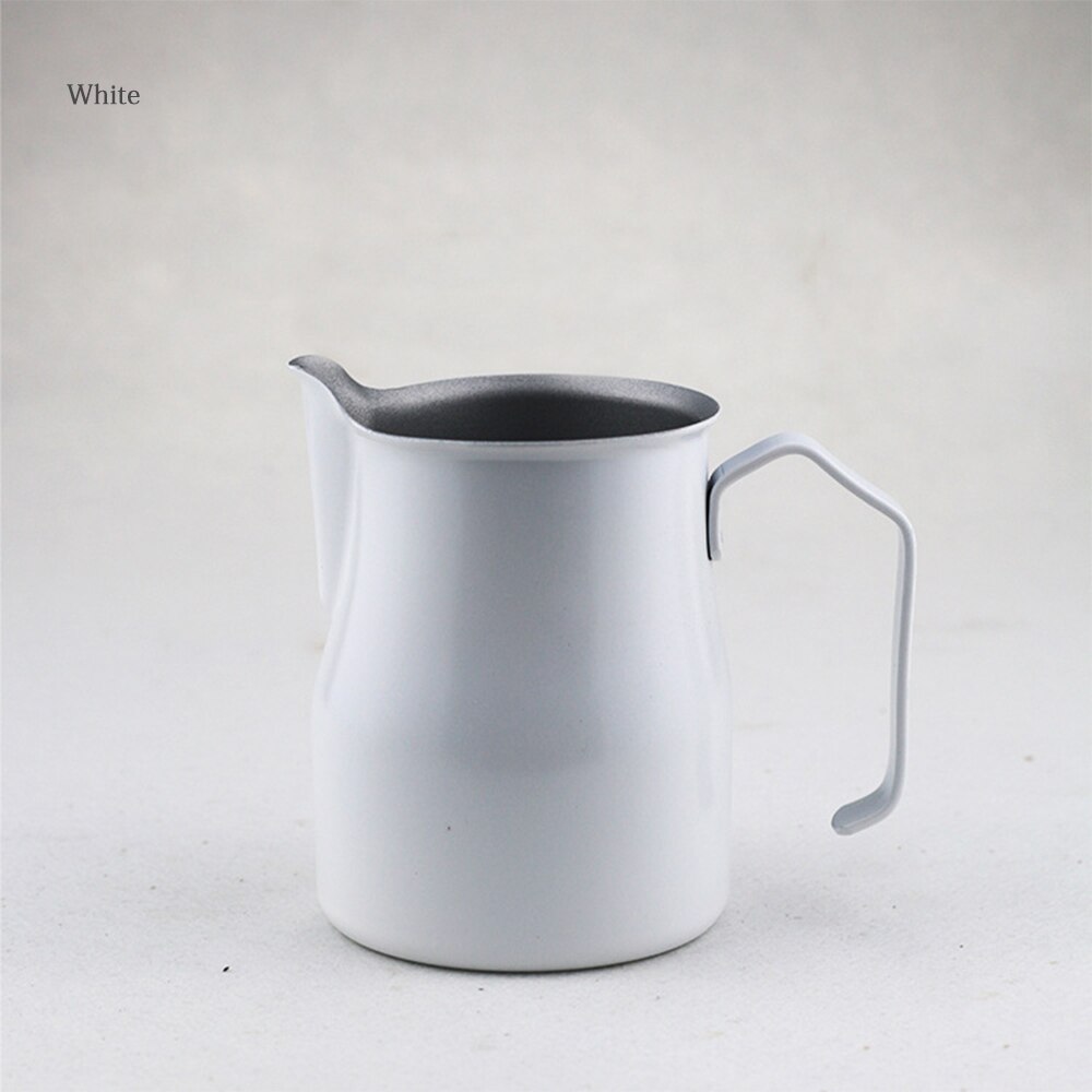 Stainless Steel Coffee Make Pots Thick Coffeeware Barista Moka Espresso Portable Kettle Goose Spout Milk Frothing: White / 600ml