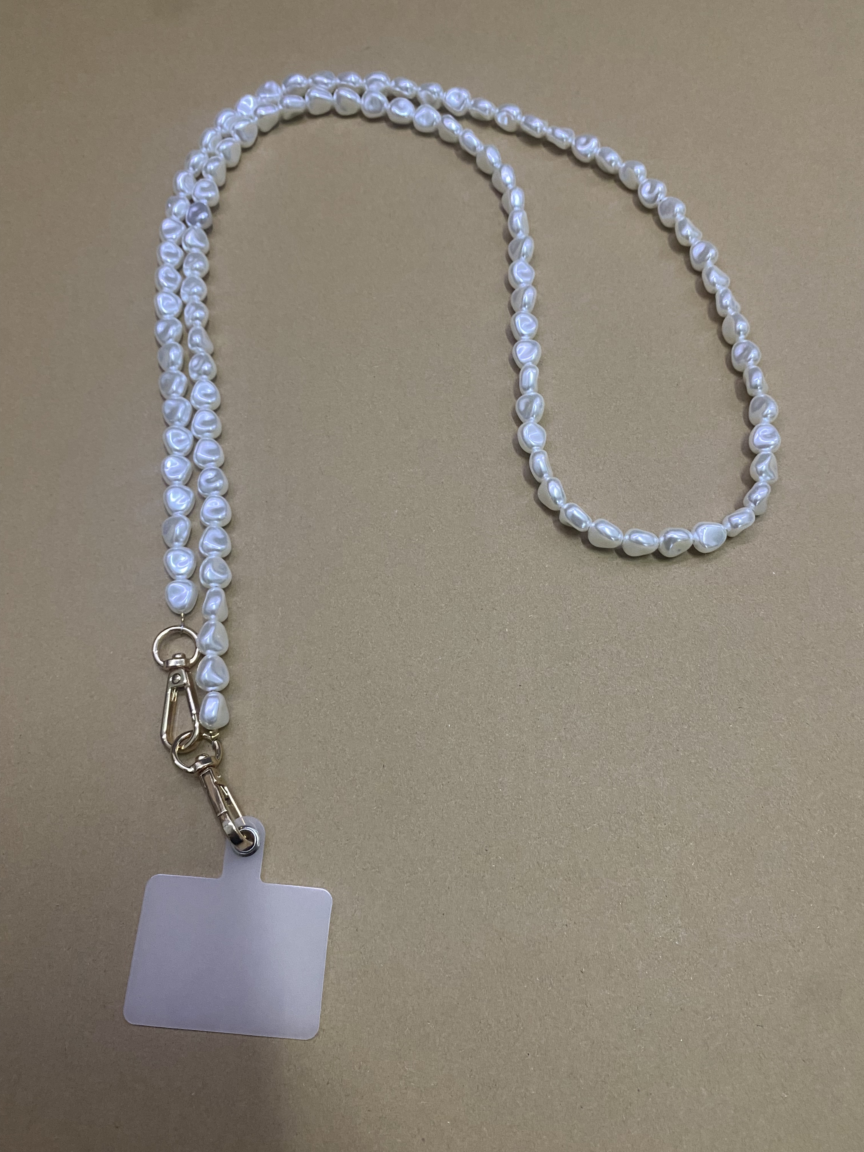 Universal Glitter Phone Lanyard Long Crossbody Necklace Chain Pearl Straps Keychain Anti-lost Sling with Patch for Phone Case: Silver / Gray