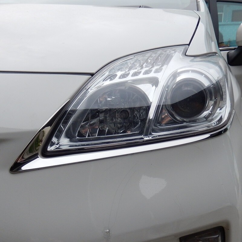 Faros delanteros de acero inoxidable con forma de ceja, cubiertas para faros delanteros para Toyota Prius ZVW30 facelift