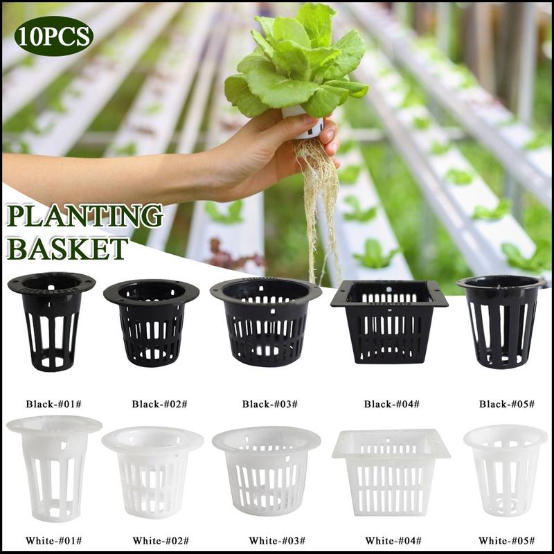 Maceta de malla resistente de 10 Uds., vaso con malla, cesta hidropónica aeropónica para cultivo de plantas, herramientas de jardín Clon