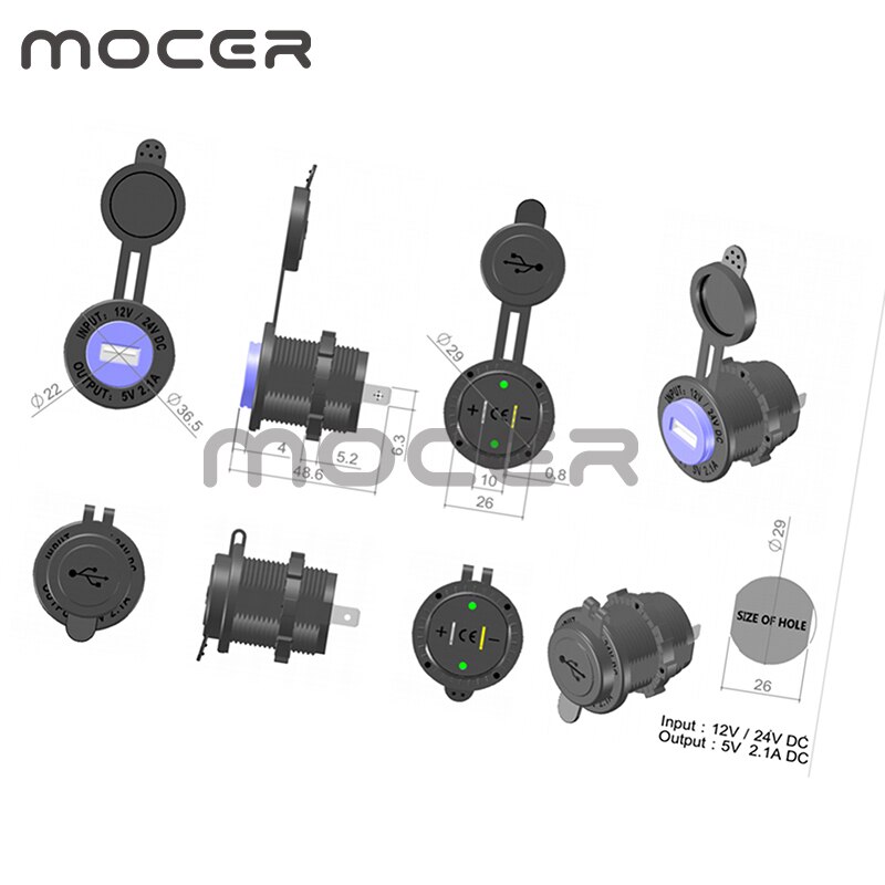 Waterdichte Dual Usb Charger Socket Outlet 12V Panel Mount Voor Motorfiets