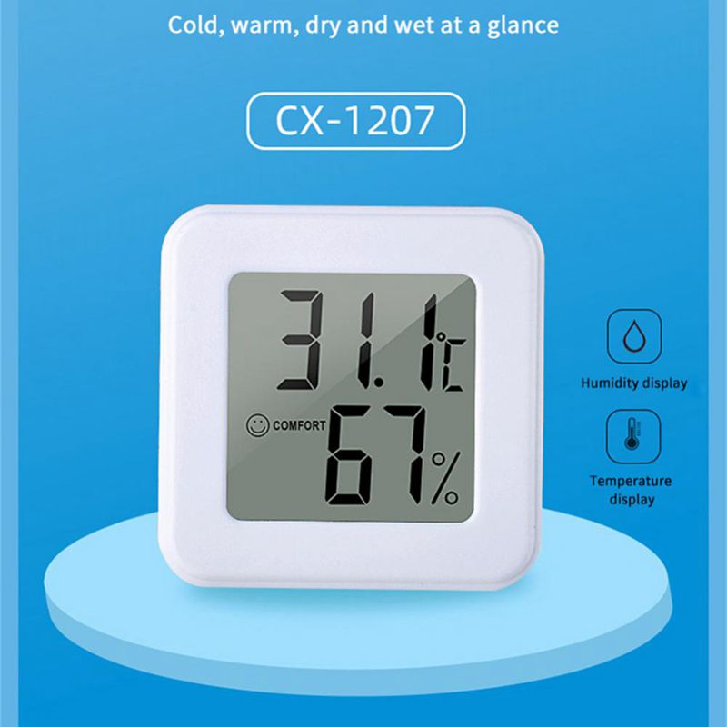 Witte Mini Elektronische Temperatuur En Vochtigheid Meter Auto Thermometer Met Lachende Gezicht Display Koelkast Thermometer