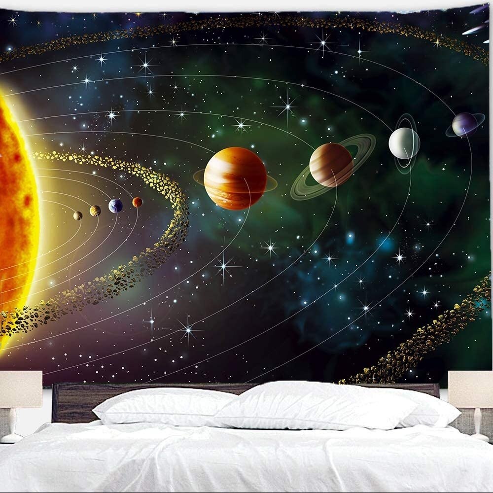 Tapiz de planetas del espacio exterior, tapices grandes impresos de galaxia y universo, Mural colgante de pared para dormitorio, sala de estar, dormitorio, hogar