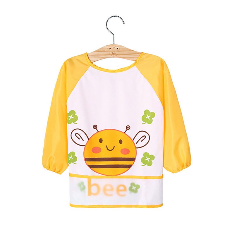 Lovely Kid Toddler Infant Newborn Baby Boy Girl Waterproof Long Sleeve Bib Cartoon Feeding Apron Rain wear: YELLOW