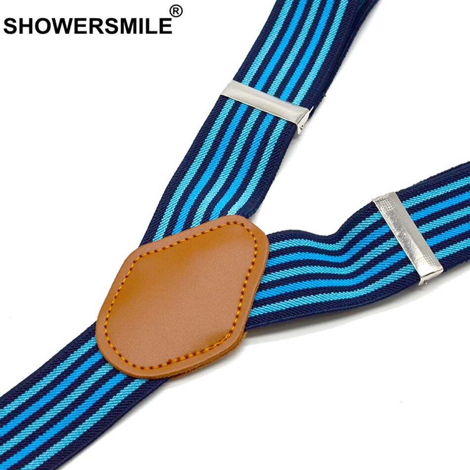 Showersmile seler herre seler til bukser stripet skjorte holder business seler 6 klips bukser seler 120 cm